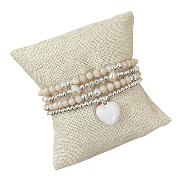 White Heart Stack - Silver